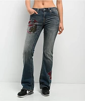 True Religion Becca Crystal Tattoo Dark Wash Mid Rise Bootcut Jeans