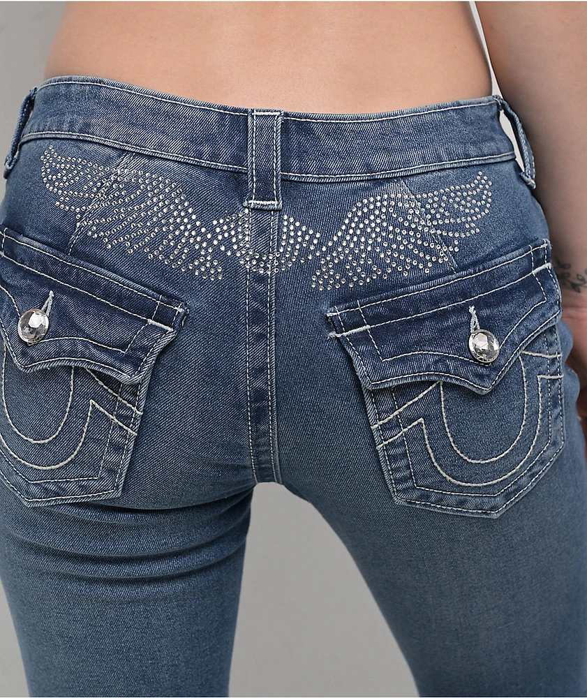 True Religion Becca Crystal Wing Marina Mid Rise Bootcut Jeans