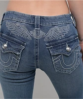 True Religion Becca Crystal Wing Marina Mid Rise Bootcut Jeans