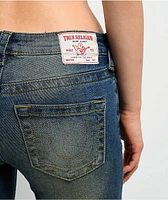 True Religion Becca Glitter Spray Stadium Diem Mid Rise Bootcut Jeans