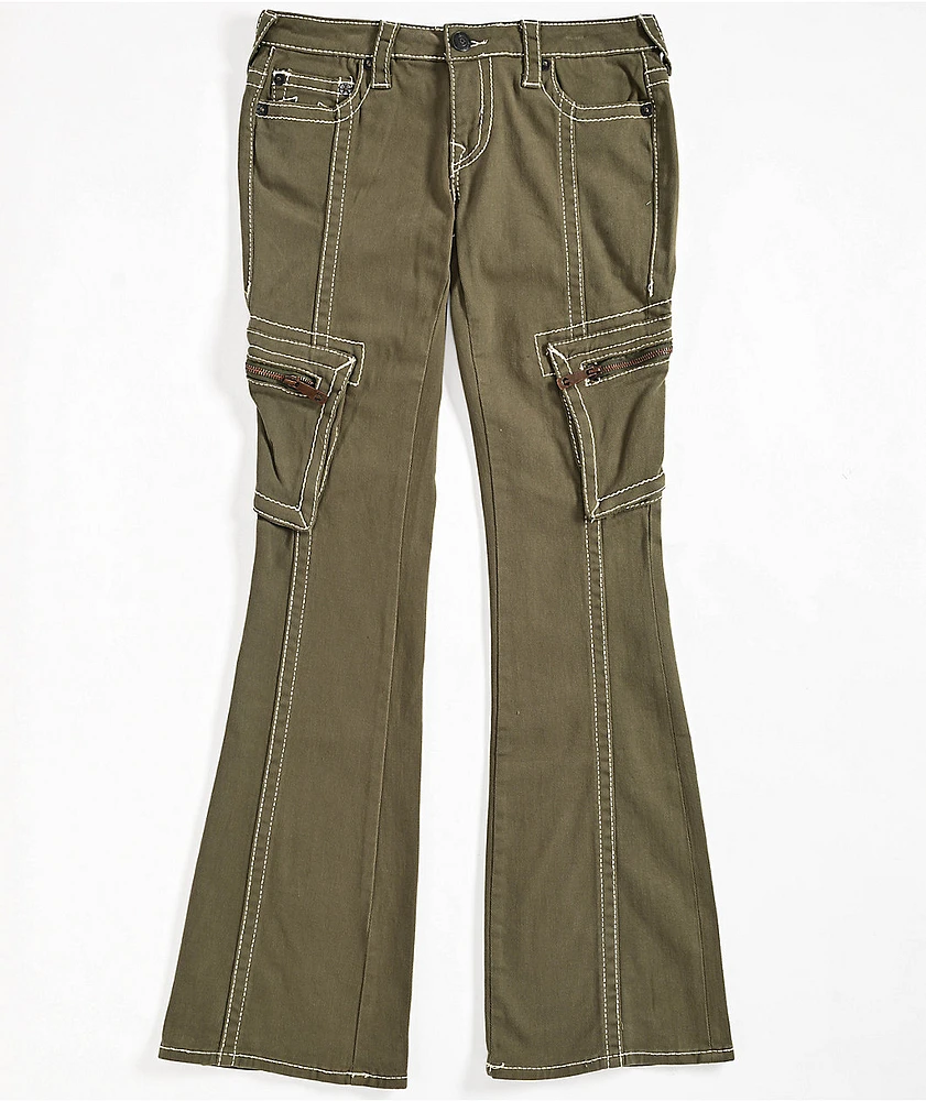 True Religion Becca Low Rise Big T Kalamata Cargo Bootcut Pants