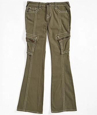 True Religion Becca Low Rise Big T Kalamata Cargo Bootcut Pants