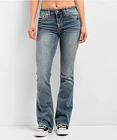 True Religion Becca Mid Rise Super T Crushed Lily Bootcut Jeans