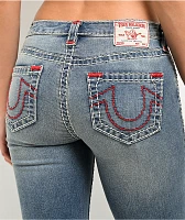 True Religion Becca Super T Mid Rise Crushed Lily Boot Cut Jeans