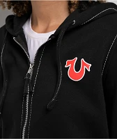 True Religion Big T Black Crop Zip Hoodie