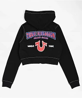 True Religion Big T Black Crop Zip Hoodie