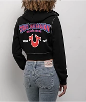 True Religion Big T Black Crop Zip Hoodie