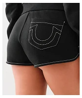 True Religion Big T Black Sweat Shorts
