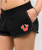True Religion Big T Black Sweat Shorts
