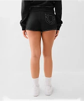 True Religion Big T Black Sweat Shorts