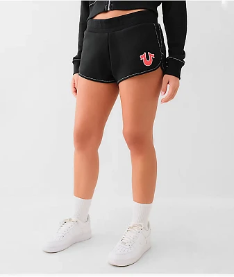 True Religion Big T Black Sweat Shorts