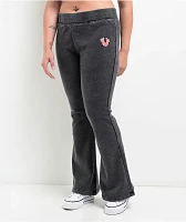 True Religion Big T Black Wash Low Rise Flare Sweatpants