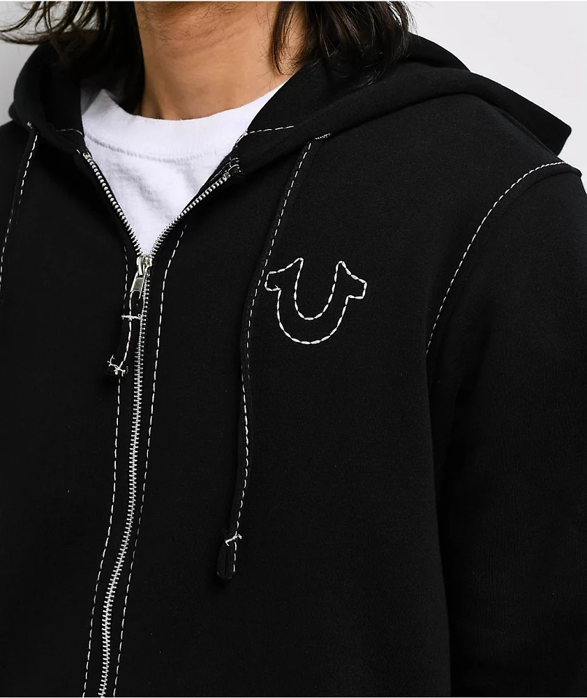 True Religion Big T Black Zip Hoodie