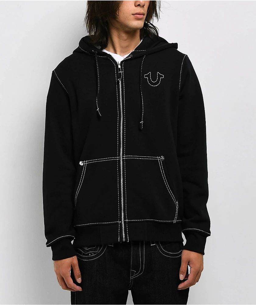 True Religion Big T Black Zip Hoodie