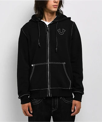 True Religion Big T Black Zip Hoodie