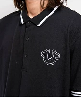 True Religion Big T Horseshoe Black Polo Shirt