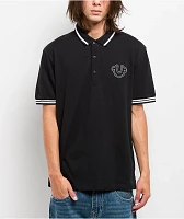 True Religion Big T Horseshoe Black Polo Shirt