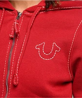 True Religion Big T Logo Red Zip Hoodie
