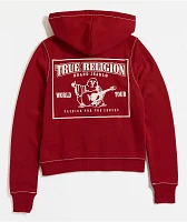 True Religion Big T Logo Red Zip Hoodie