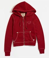 True Religion Big T Logo Red Zip Hoodie