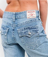 True Religion Bobbi Crystal Cutout Big T Blue Baggy Jeans