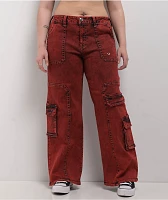 True Religion Bobbi Trv Red Baggy Cargo Pants