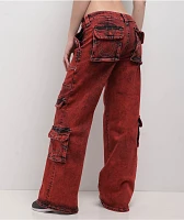 True Religion Bobbi Trv Red Baggy Cargo Pants