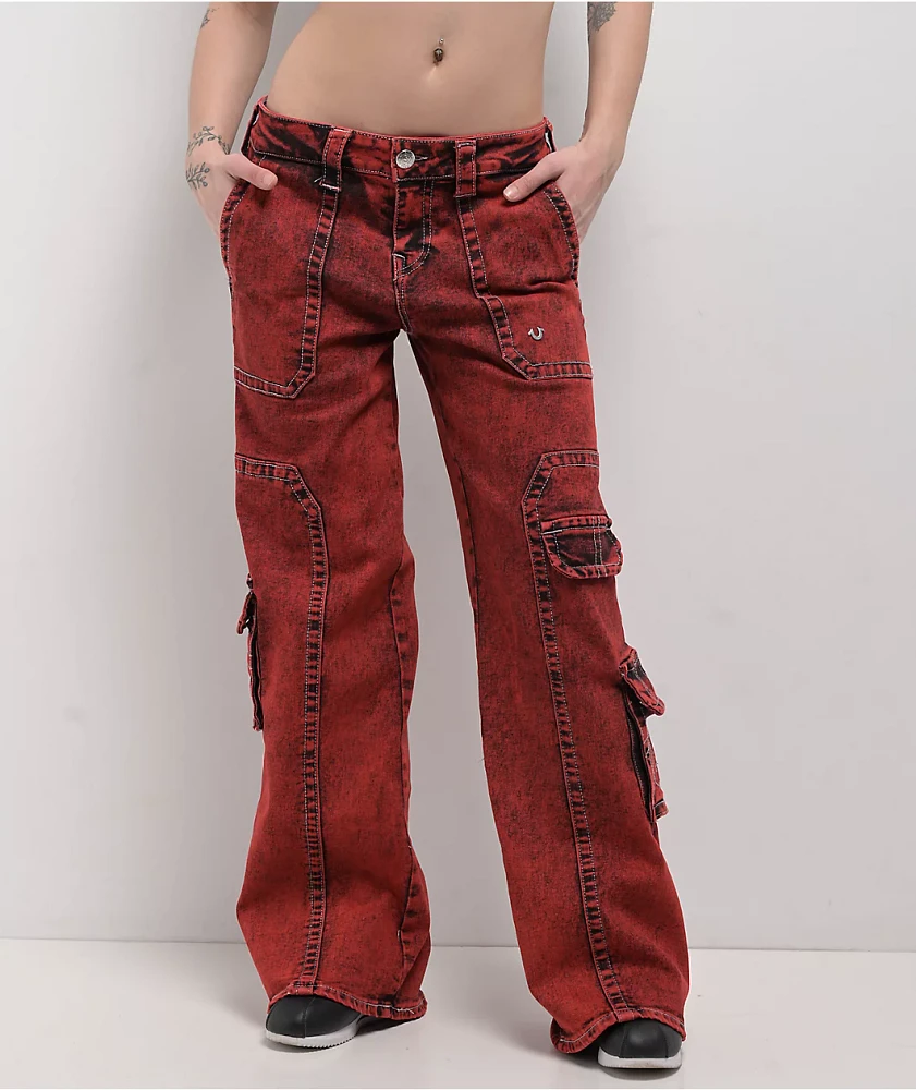 True Religion Bobbi Trv Red Baggy Cargo Pants