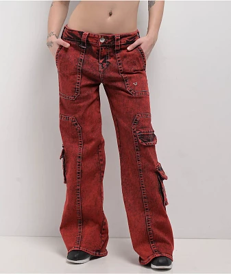 True Religion Bobbi Trv Red Baggy Cargo Pants
