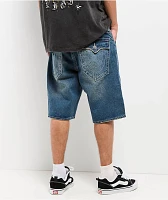 True Religion Bobby Flap Stormy Sky Wash Baggy Denim Shorts