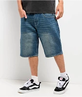 True Religion Bobby Flap Stormy Sky Wash Baggy Denim Shorts