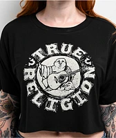 True Religion Buddha Logo Black Crop Boxy T-Shirt