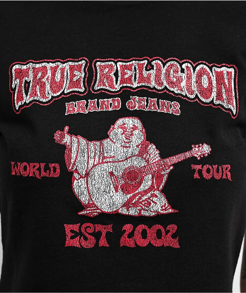 True Religion Buddha Logo Black Crop T-Shirt