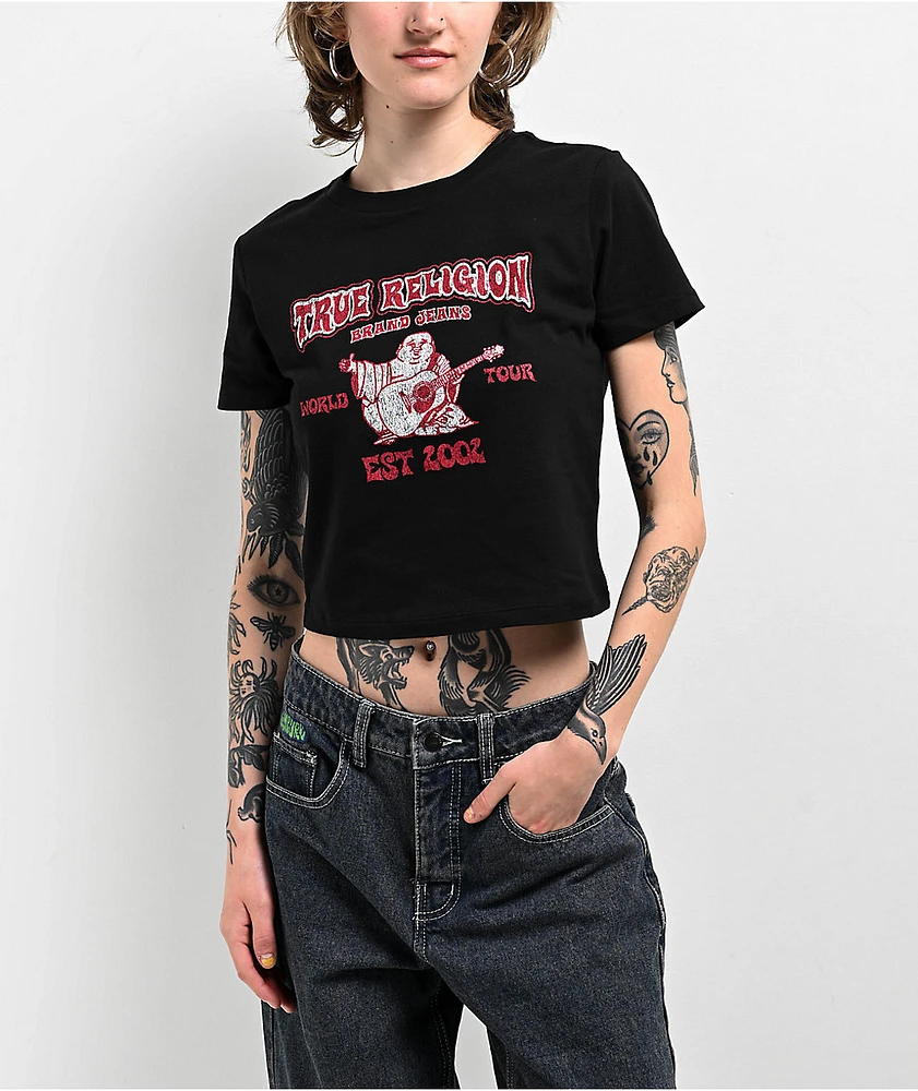 True Religion Buddha Logo Black Crop T-Shirt