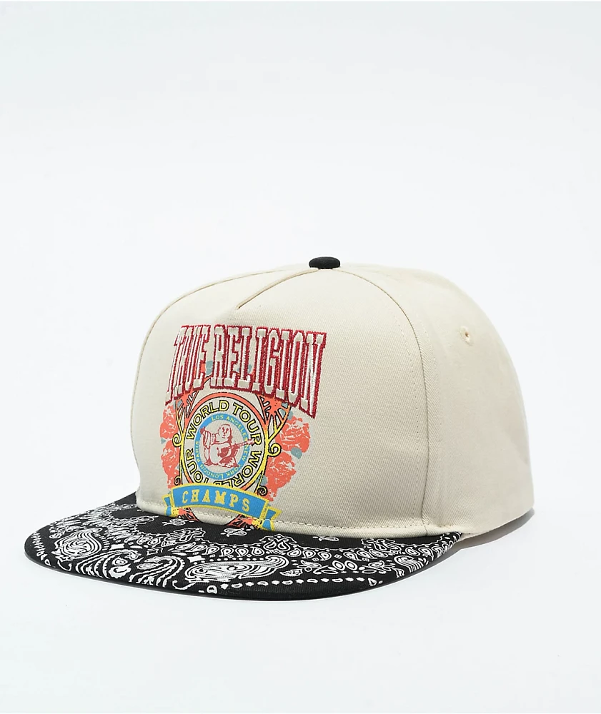 True Religion Champs Tan & Black Paisley Snapback Hat