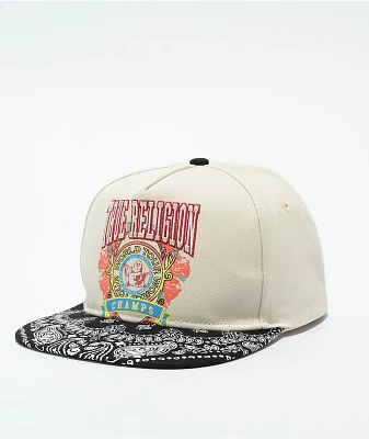 True Religion Champs Tan & Black Paisley Snapback Hat