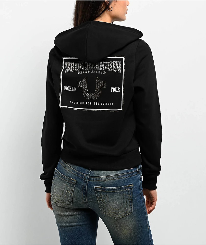 True Religion Classic Crystal Black Zip Hoodie