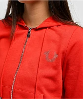 True Religion Classic Crystal Red Zip Hoodie