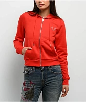 True Religion Classic Crystal Red Zip Hoodie