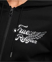 True Religion Classic Winged Crystal Black Zip Hoodie