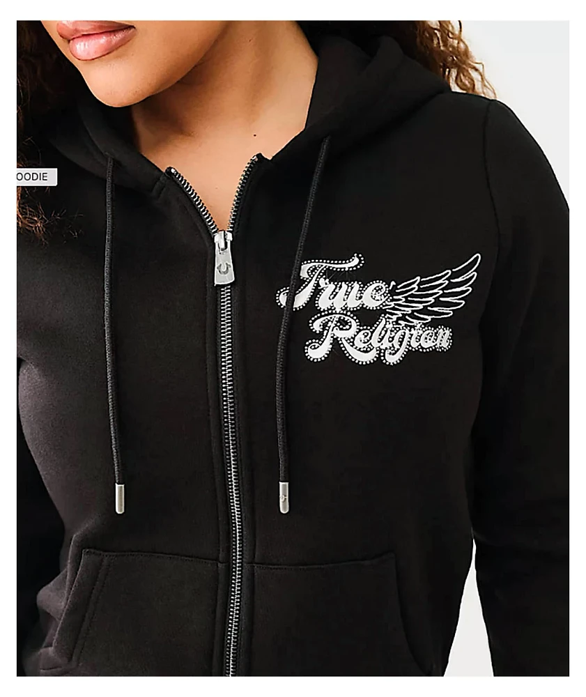 True Religion Classic Winged Crystal Scarlet Zip Hoodie