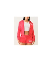 True Religion Classic Winged Crystal Scarlet Zip Hoodie