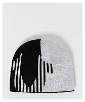 True Religion Colorblock Striped Horseshoe Black & White Skully Beanie