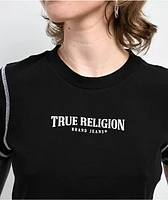 True Religion Contrast Stitch Black Crop T-Shirt