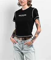 True Religion Contrast Stitch Black Crop T-Shirt