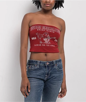 True Religion Crystal Buddha Red Tube Top