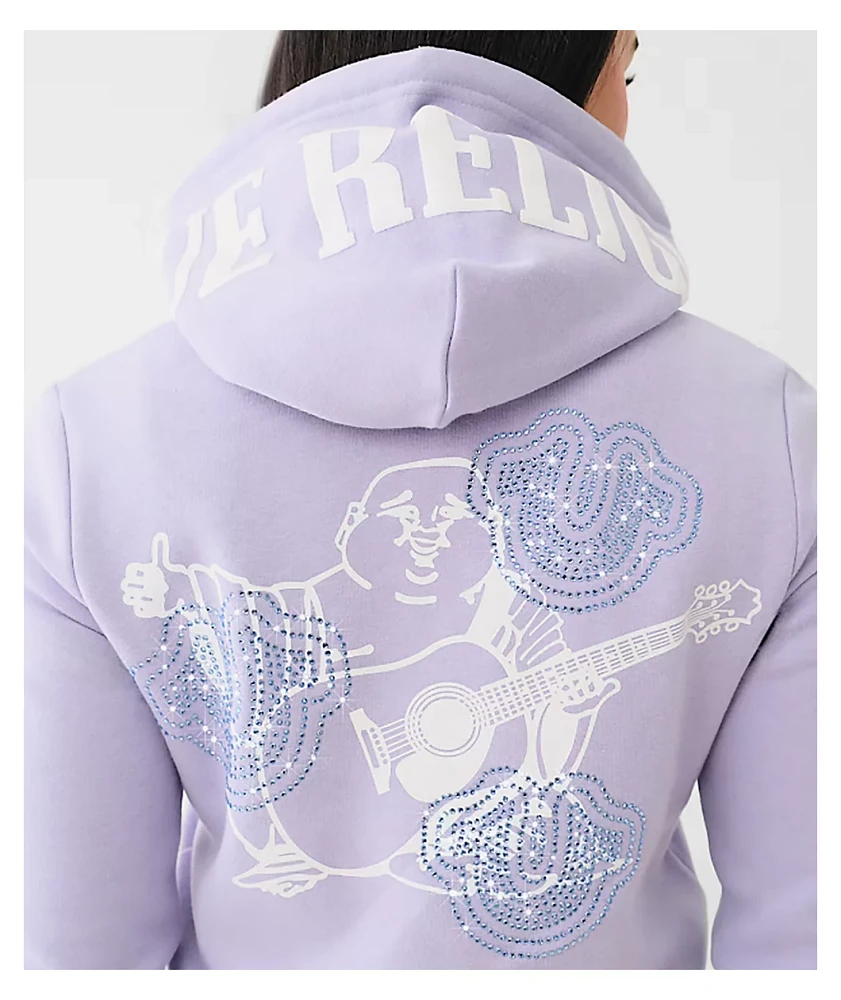 True Religion Crystal Classic Lilac Zip Hoodie