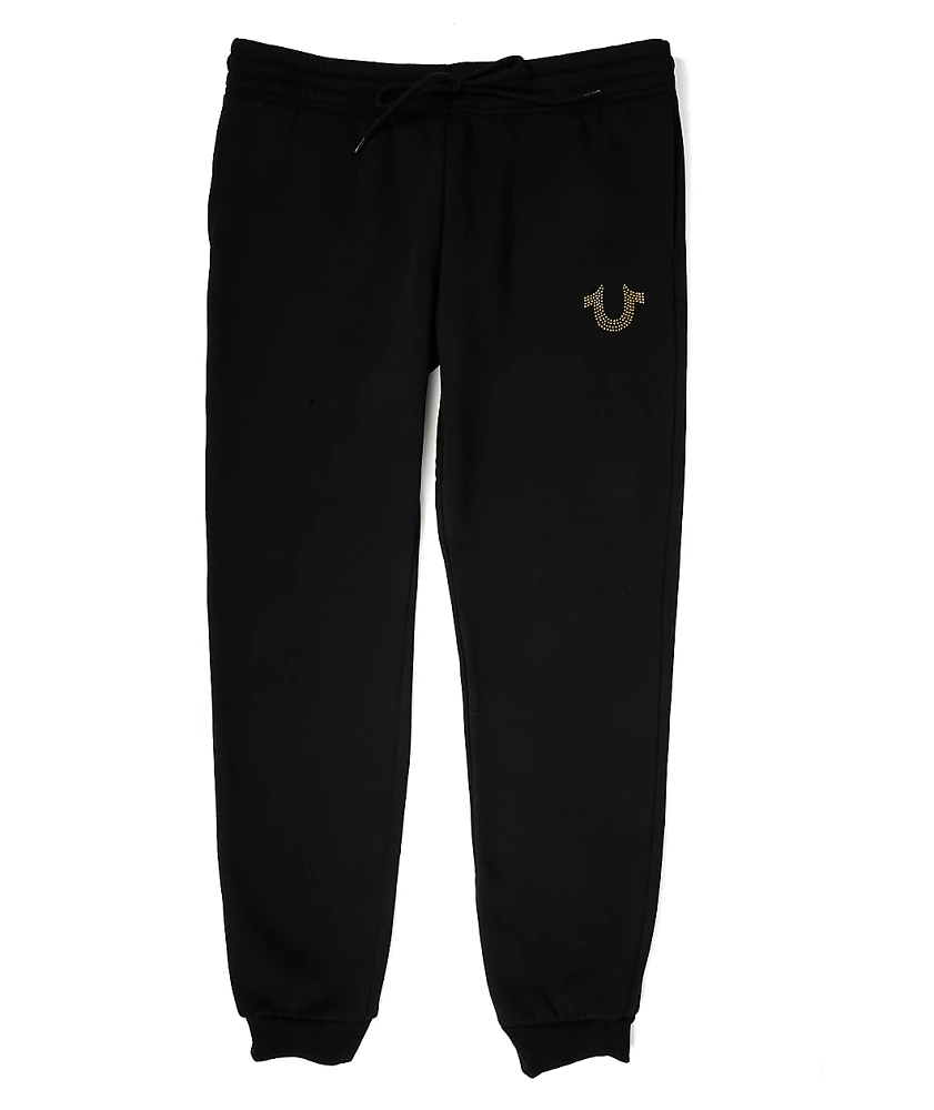 True Religion Crystal Horseshoe Black Jogger Sweatpants