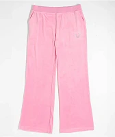True Religion Crystal Horseshoe Pink Velour Track Pants