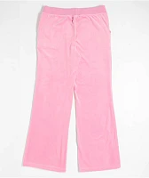 True Religion Crystal Horseshoe Pink Velour Track Pants